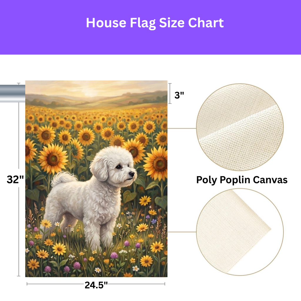 Sunflower Field White Bichon Frise Garden Flag