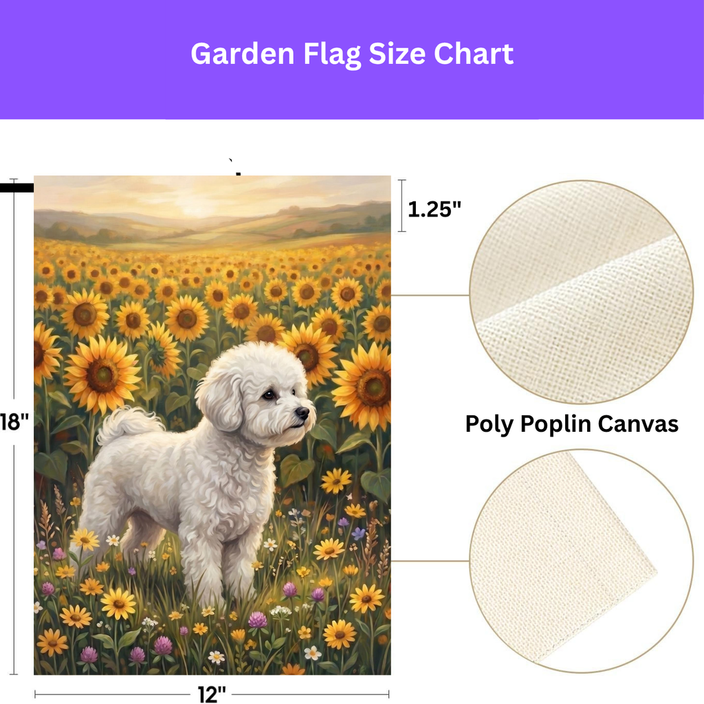 Sunflower Field White Bichon Frise Garden Flag
