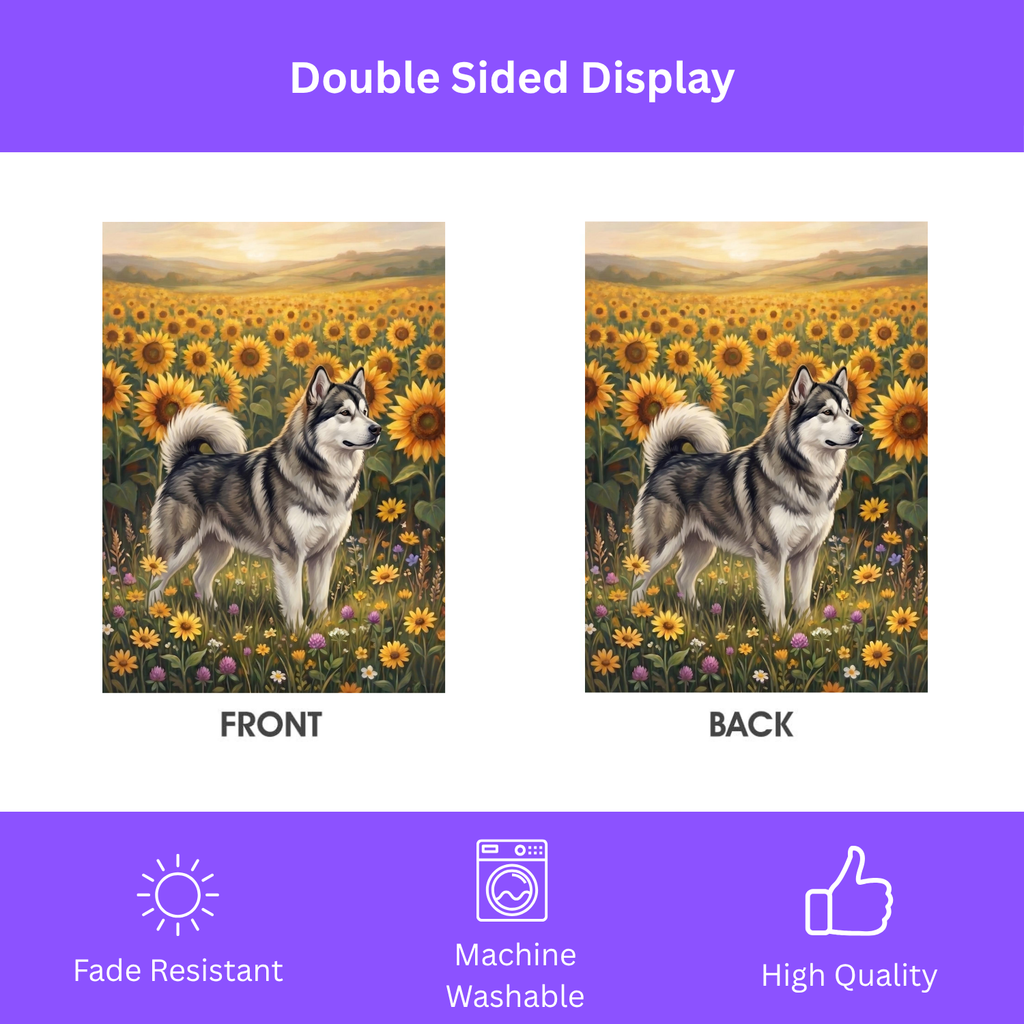 Sunflower Field Alaskan Malamute Garden Flag