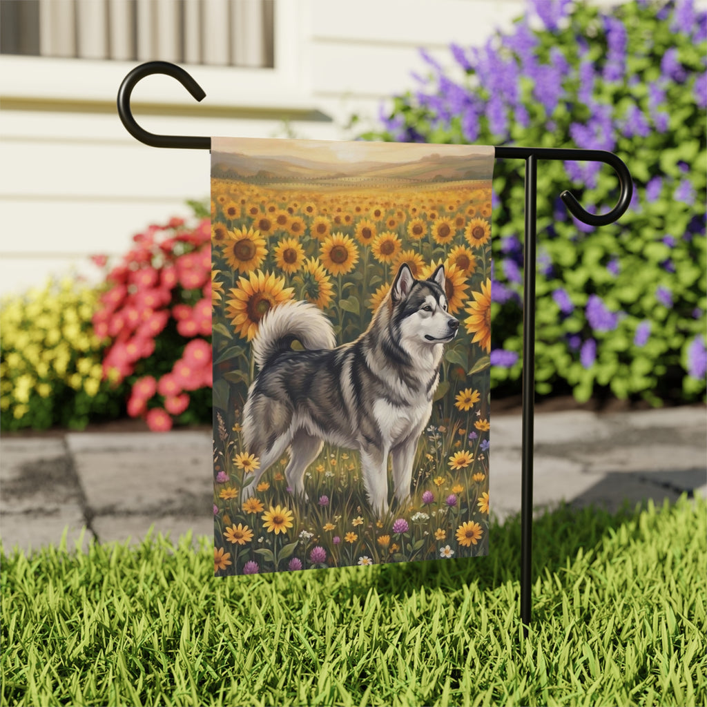 Sunflower Field Alaskan Malamute Garden Flag