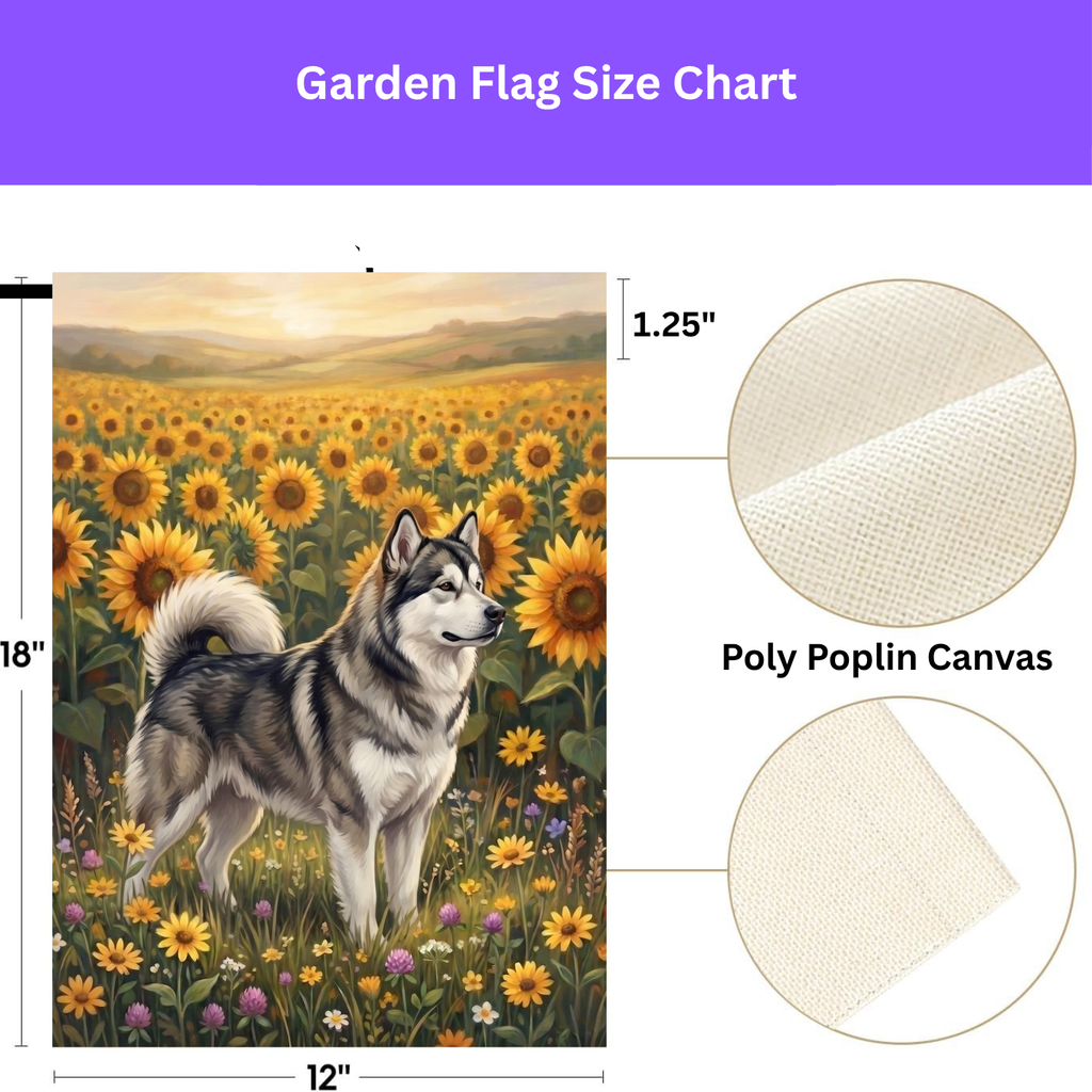 Sunflower Field Alaskan Malamute Garden Flag