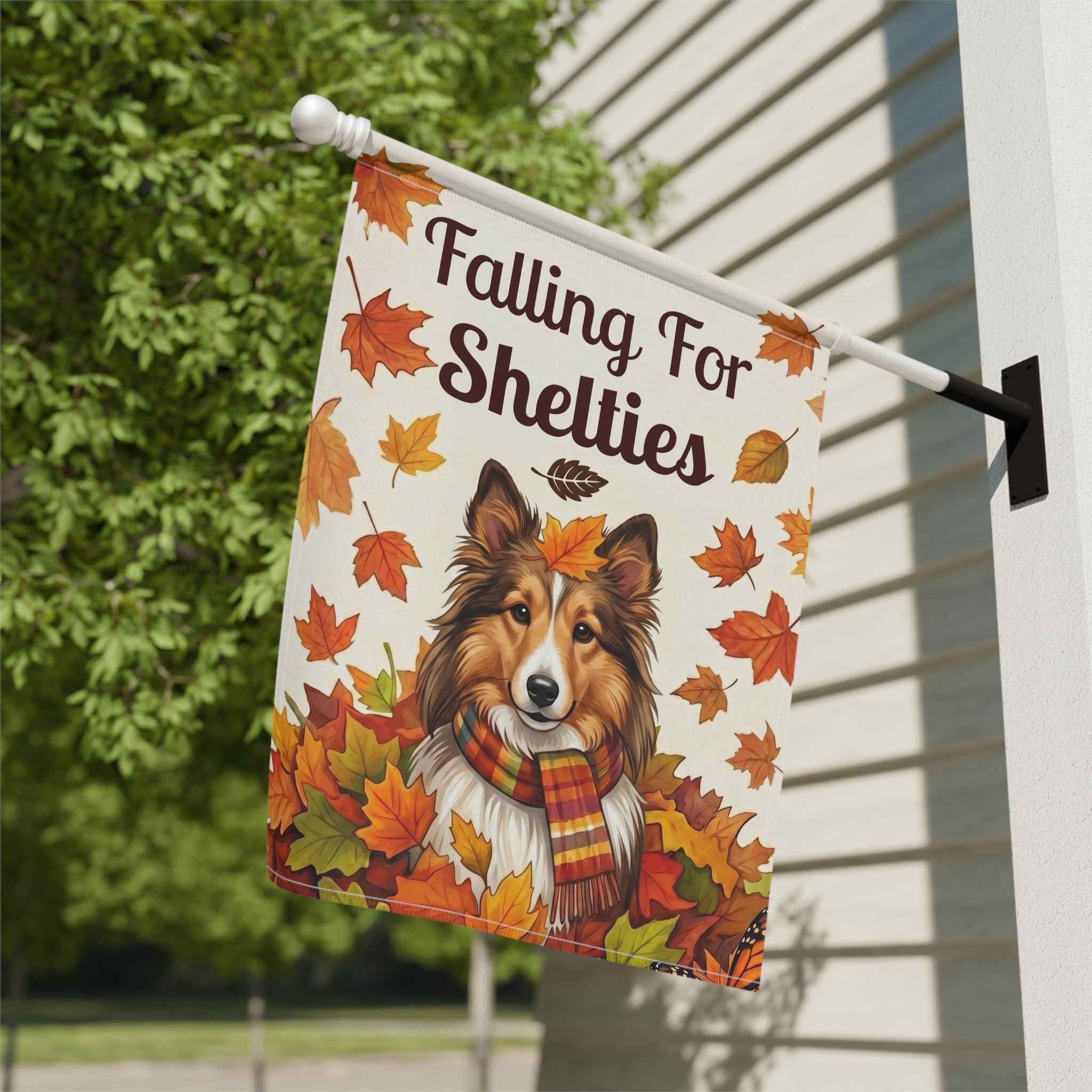 Falling For Shelties Autumn Garden Flag