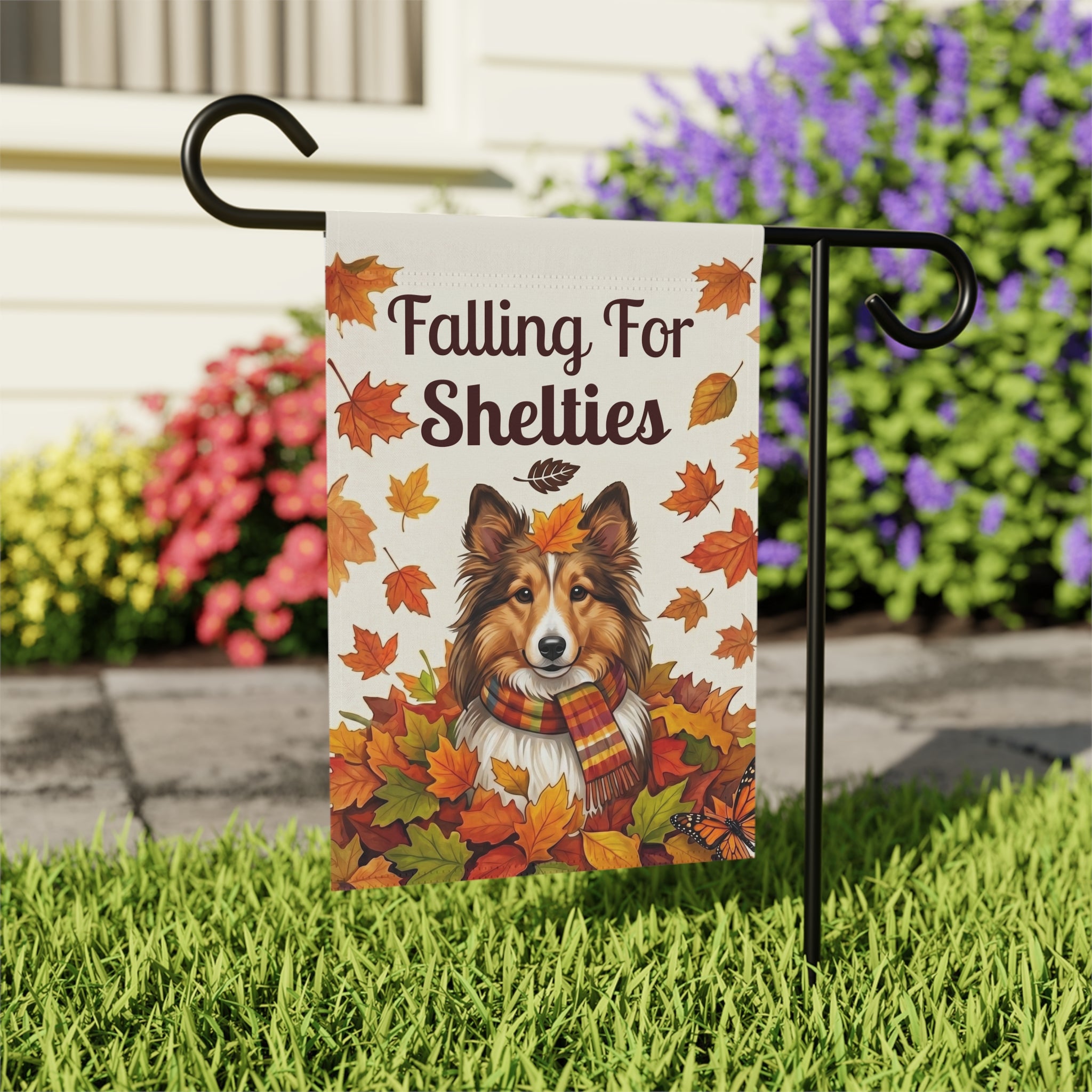 Falling For Shelties Autumn Garden Flag