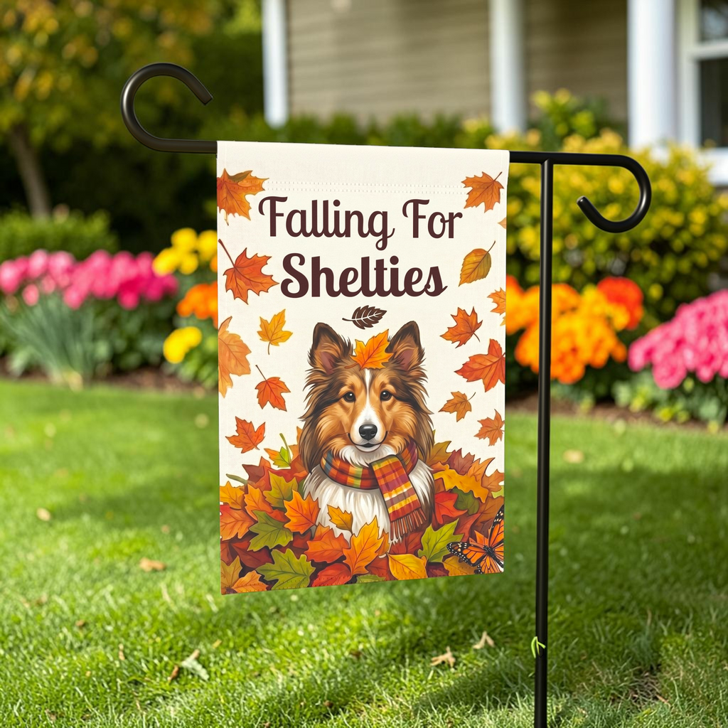 Falling For Shelties Autumn Garden Flag