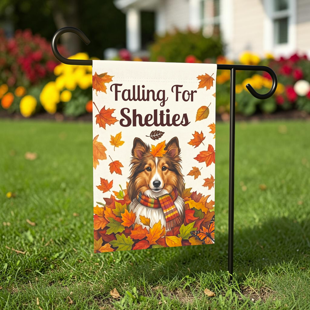 Falling For Shelties Autumn Garden Flag