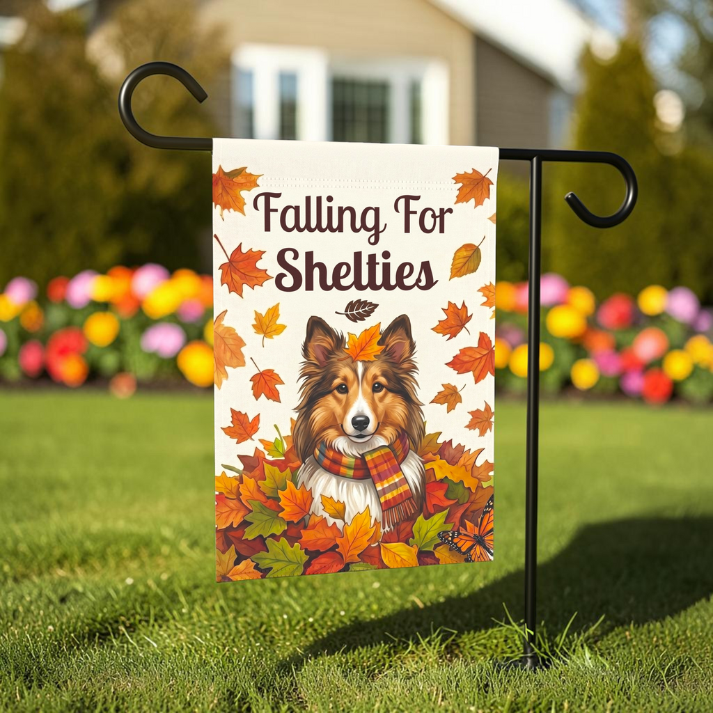 Falling For Shelties Autumn Garden Flag