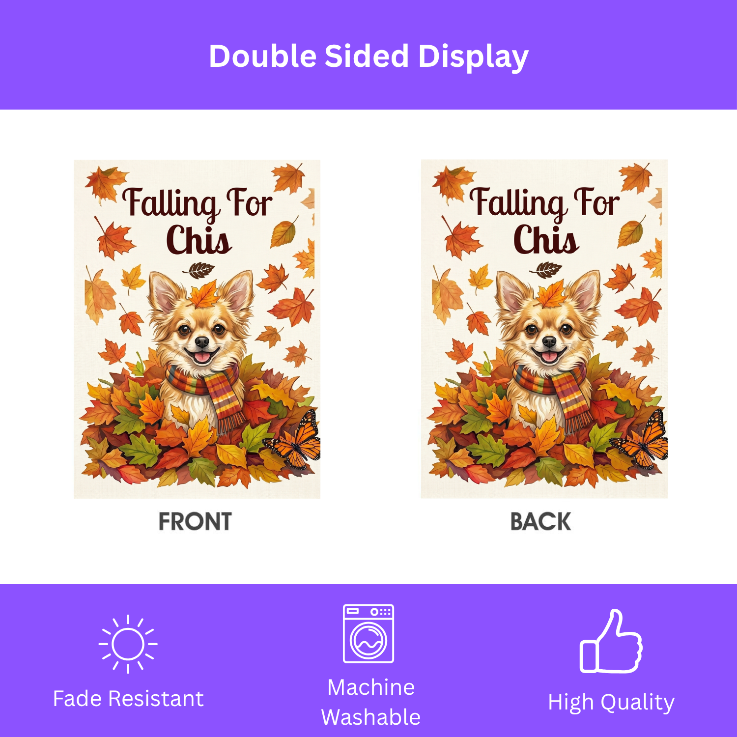 Falling for Chis Chihuahua Autumn Garden Flag