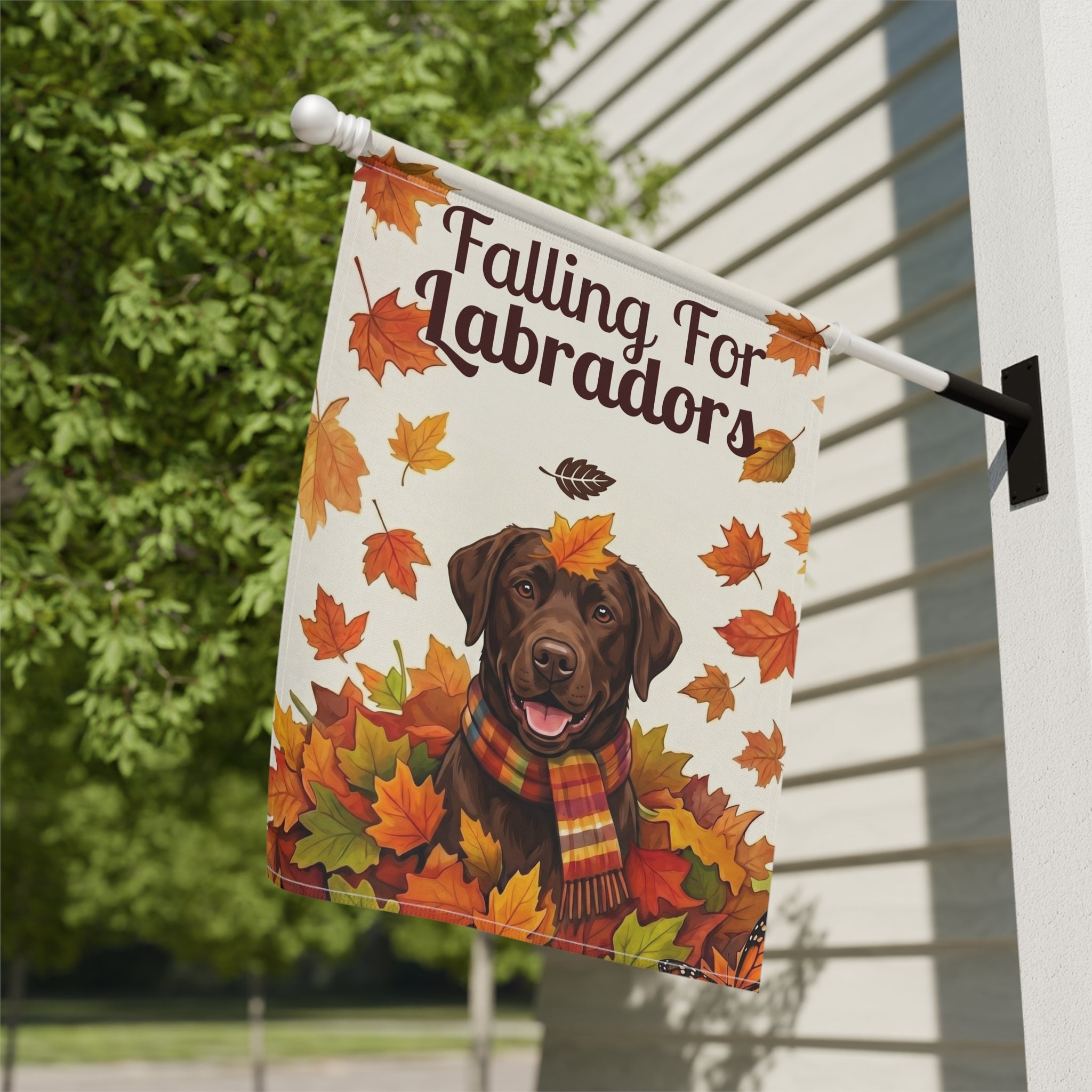 Falling For Labradors Chocolate Labrador Autumn Garden Flag