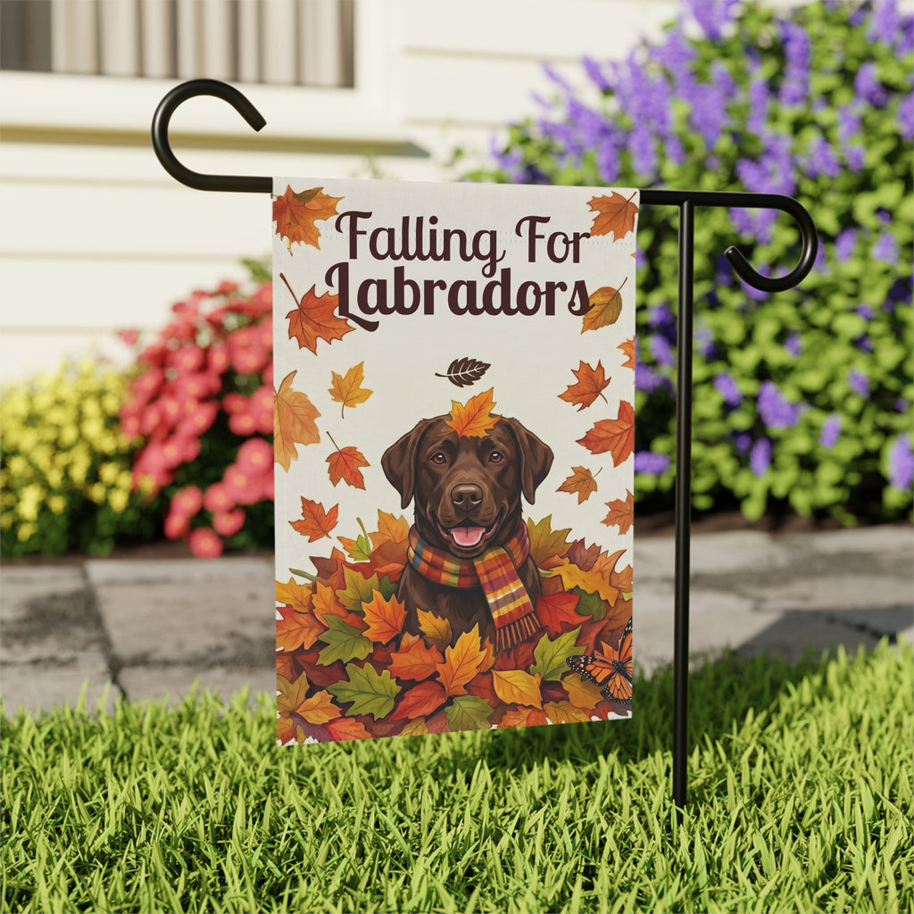 Falling For Labradors Chocolate Labrador Autumn Garden Flag