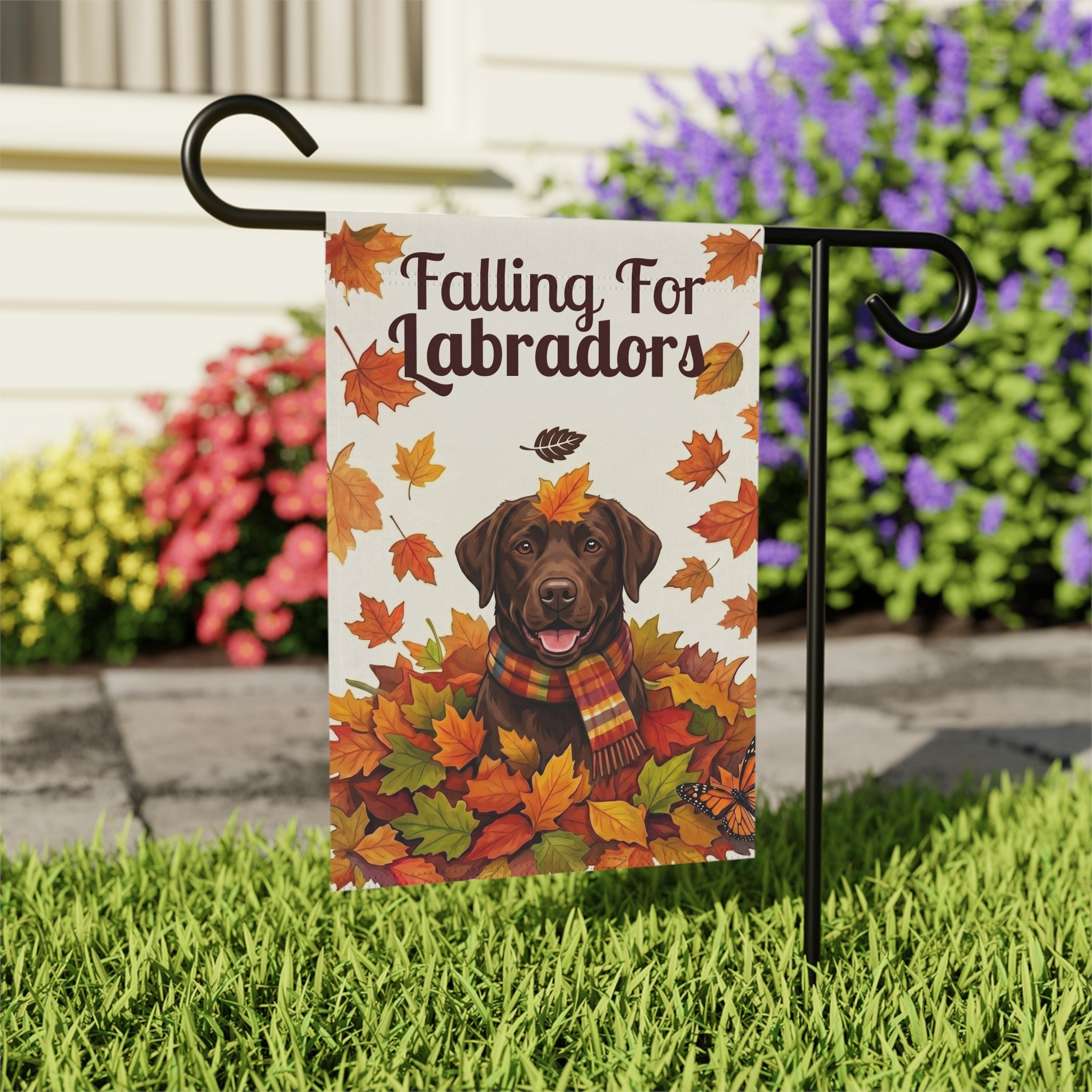 Falling For Labradors Chocolate Labrador Autumn Garden Flag