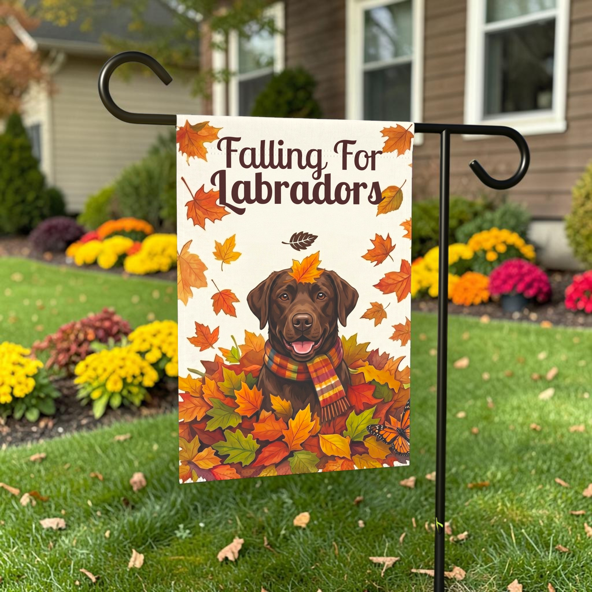 Falling For Labradors Chocolate Labrador Autumn Garden Flag