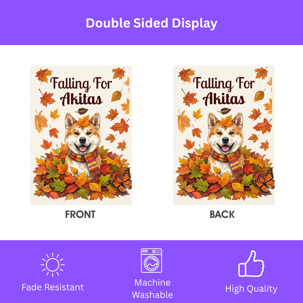 Falling For Akitas Autumn Garden Flag