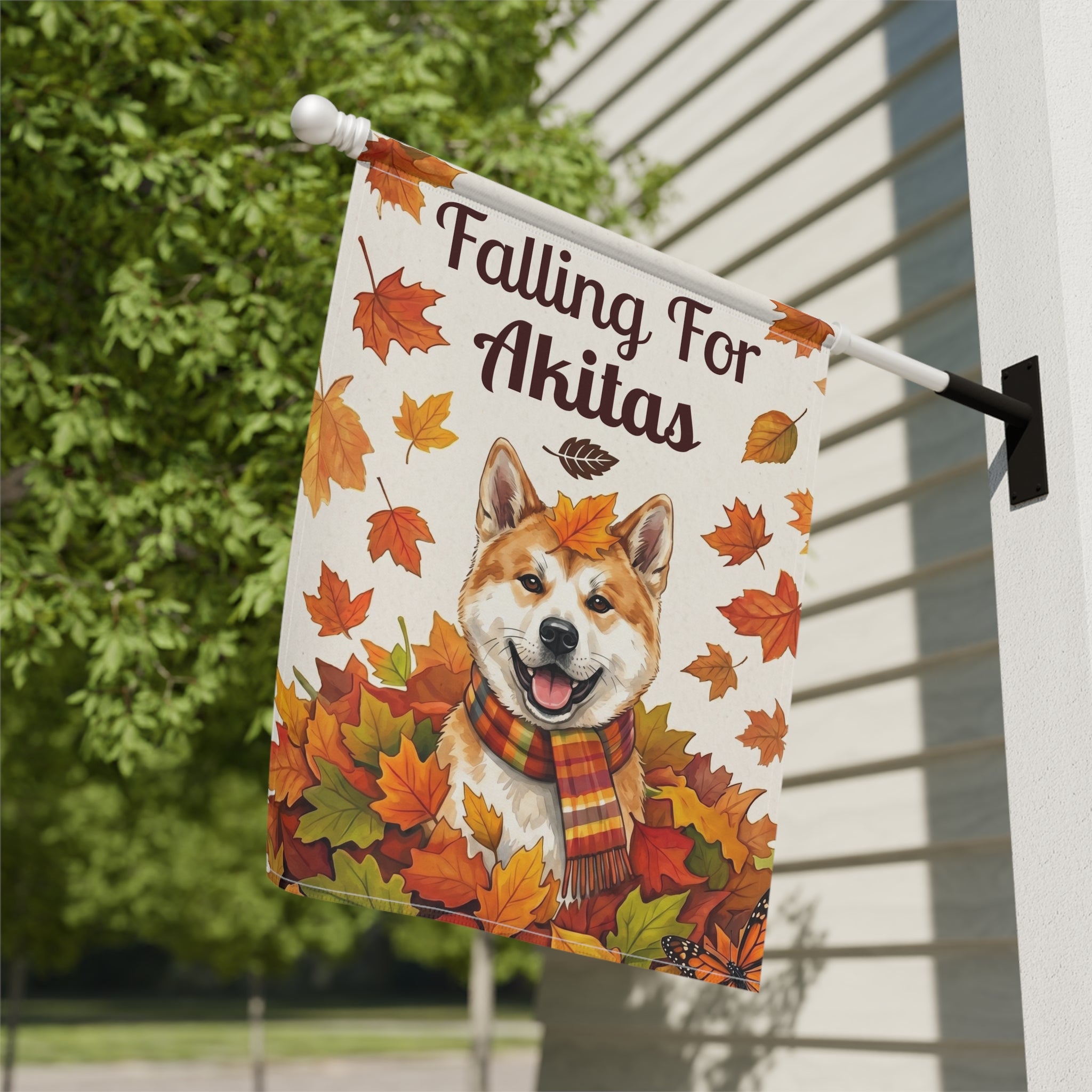 Falling For Akitas Autumn Garden Flag