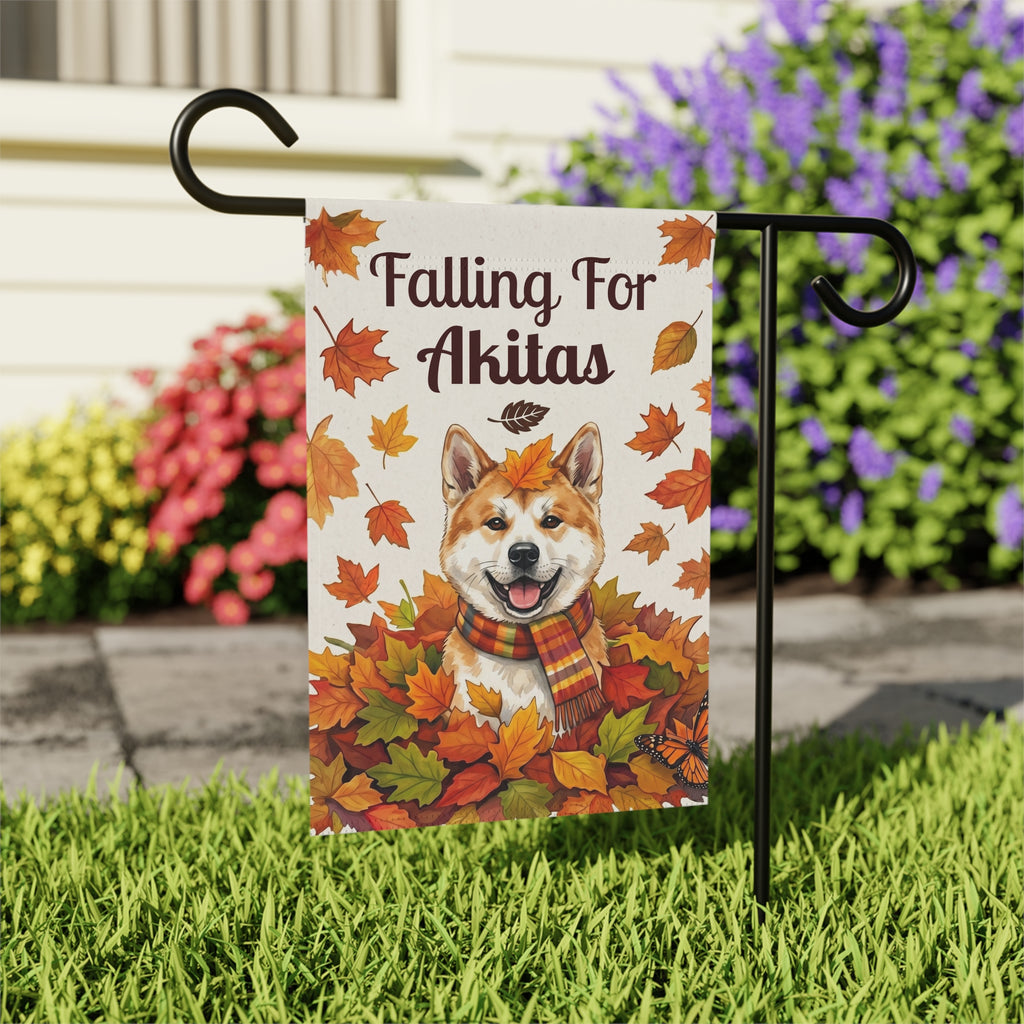 Falling For Akitas Autumn Garden Flag