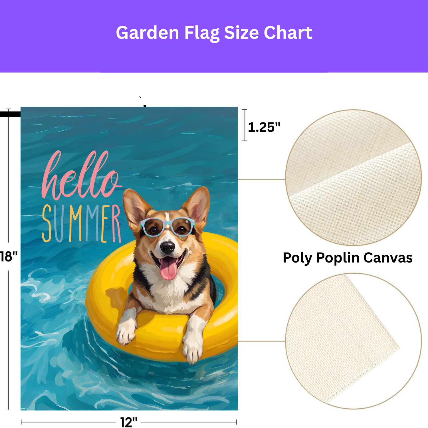 Hello Summer Tricolor Corgi Garden Flag