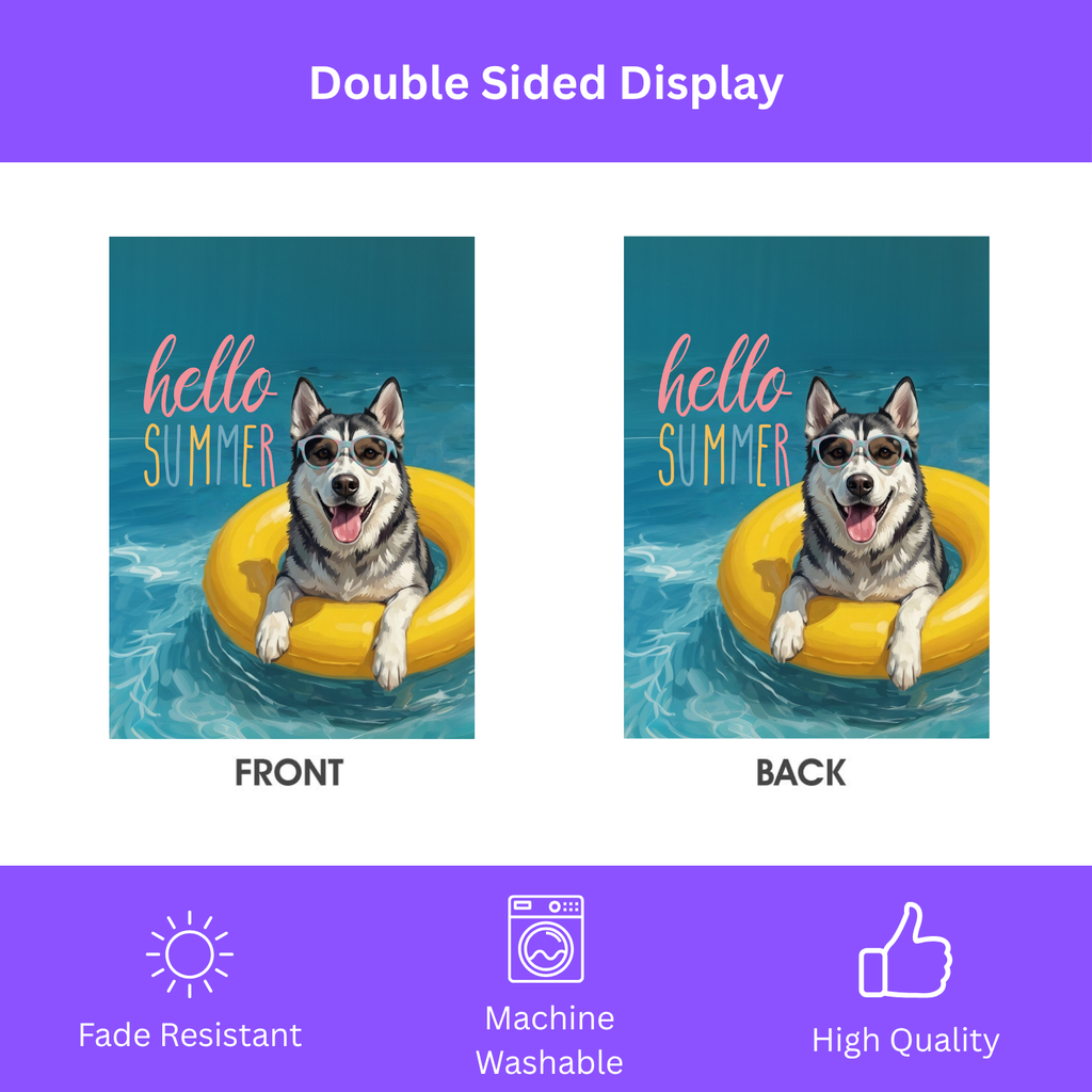 Hello Summer Siberian Husky Garden Flag
