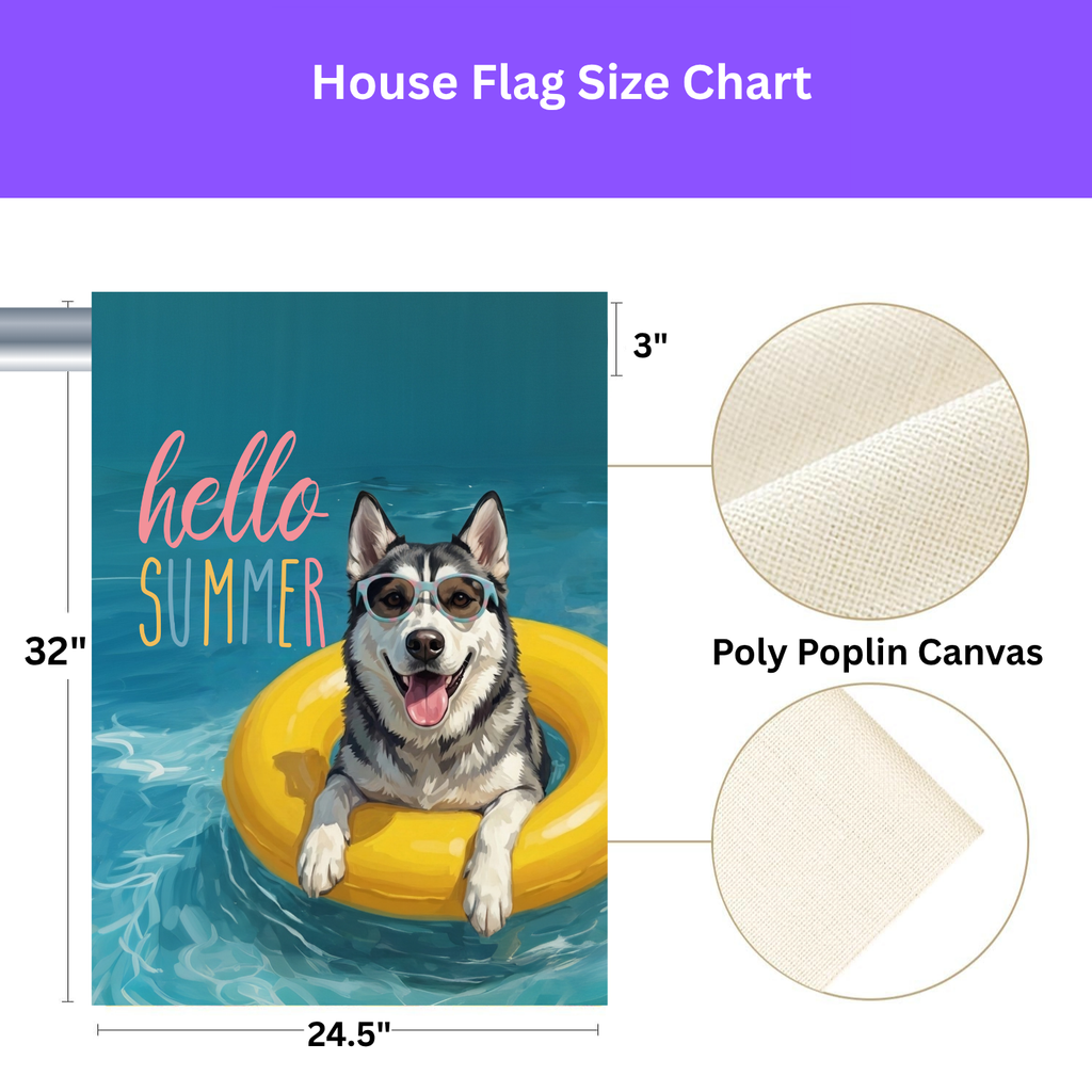 Hello Summer Siberian Husky Garden Flag