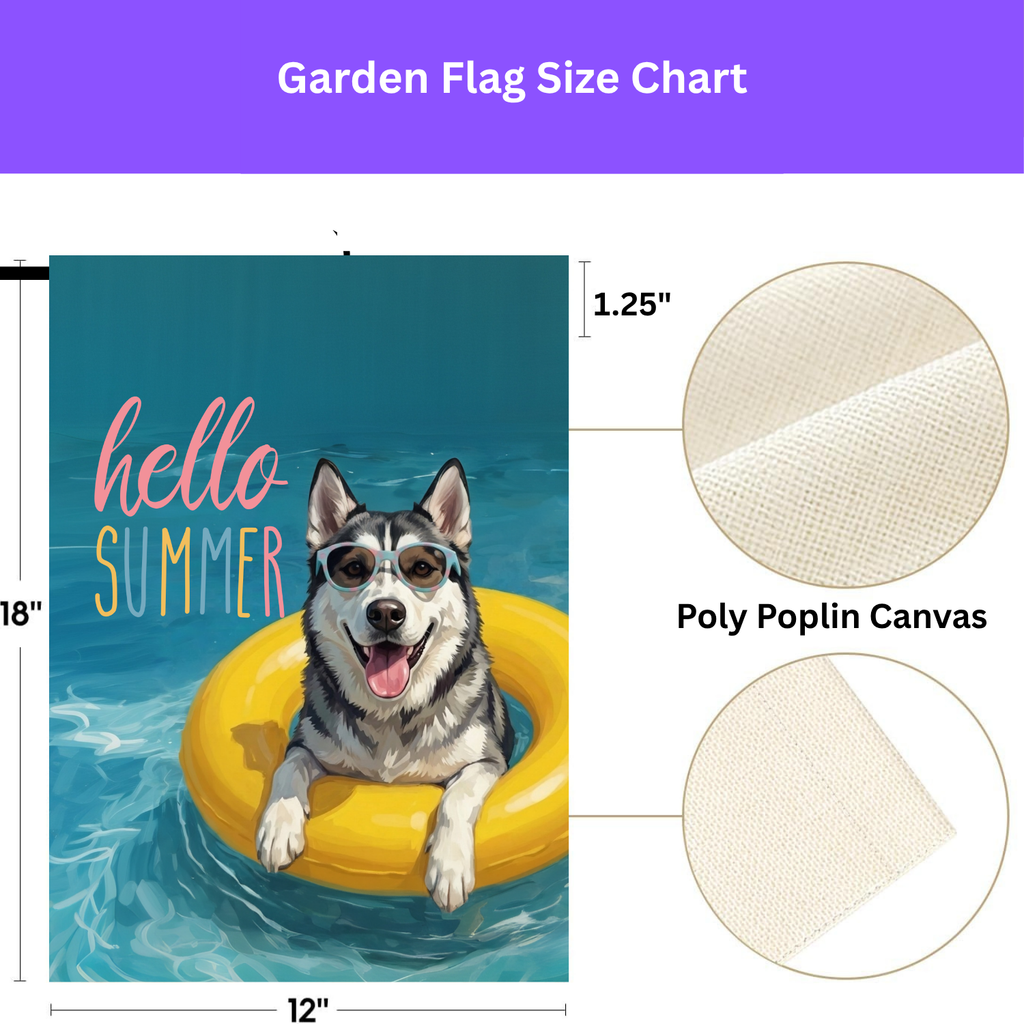 Hello Summer Siberian Husky Garden Flag