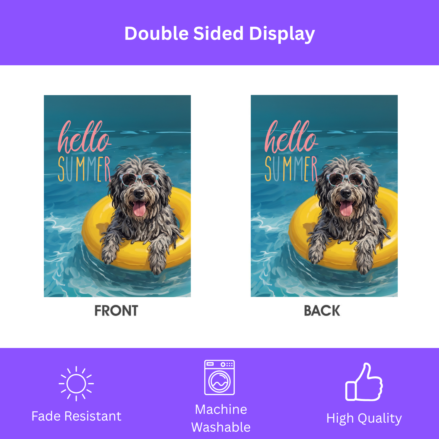 Hello Summer Bergamasco Sheepdog Garden Flag