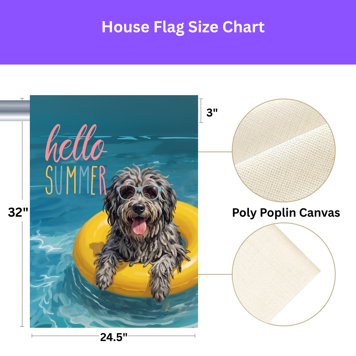 Hello Summer Bergamasco Sheepdog Garden Flag