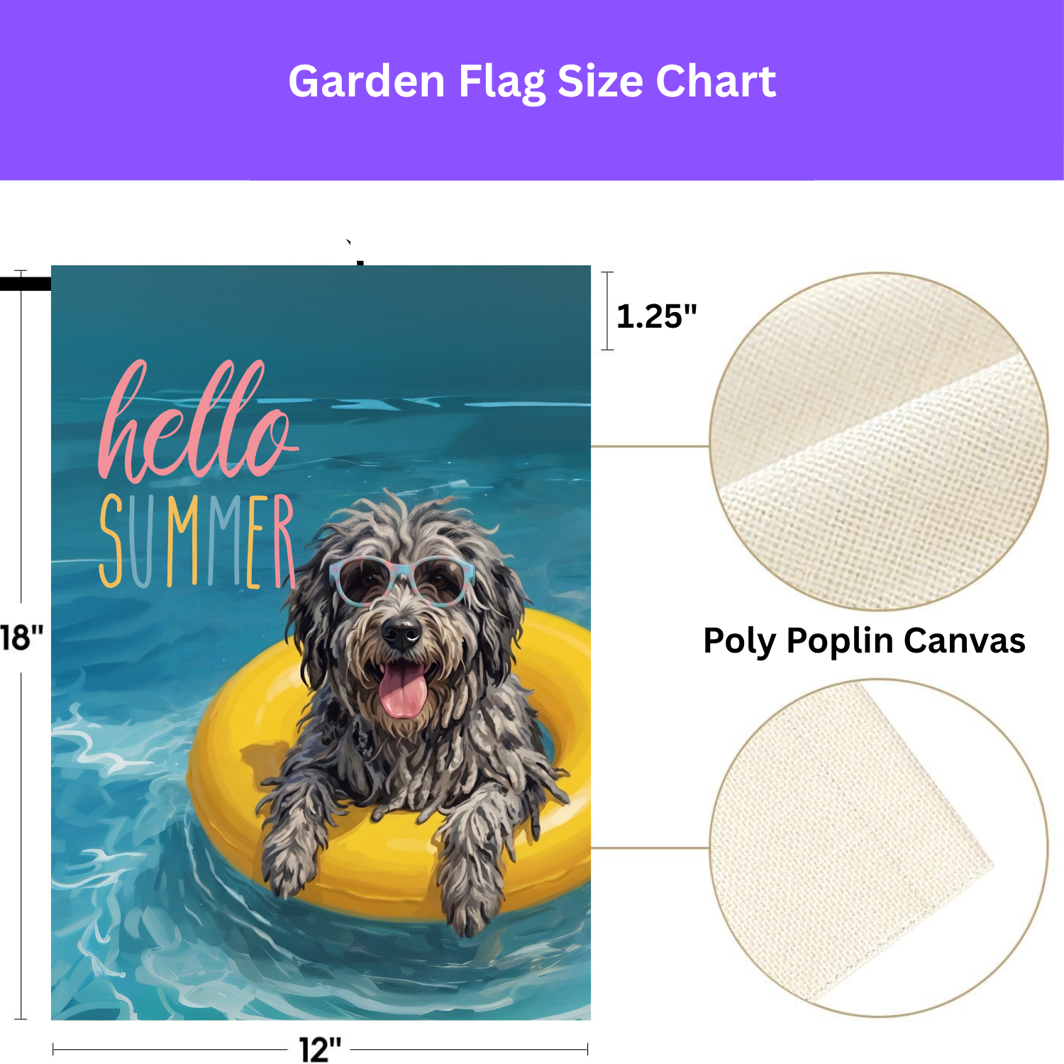 Hello Summer Bergamasco Sheepdog Garden Flag