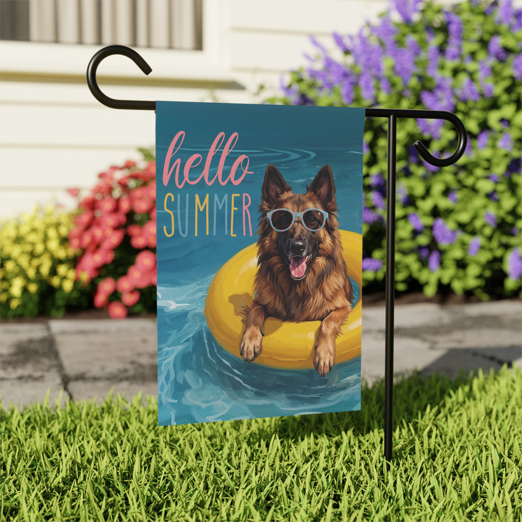 Hello Summer Belgian Tervuren Garden Flag