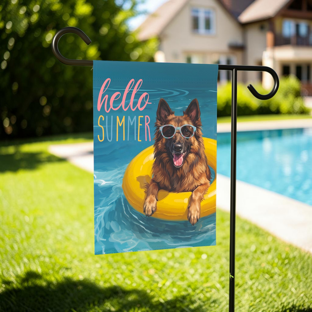 Hello Summer Belgian Tervuren Garden Flag