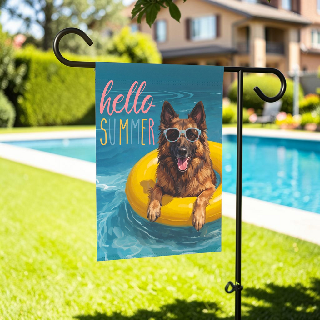 Hello Summer Belgian Tervuren Garden Flag