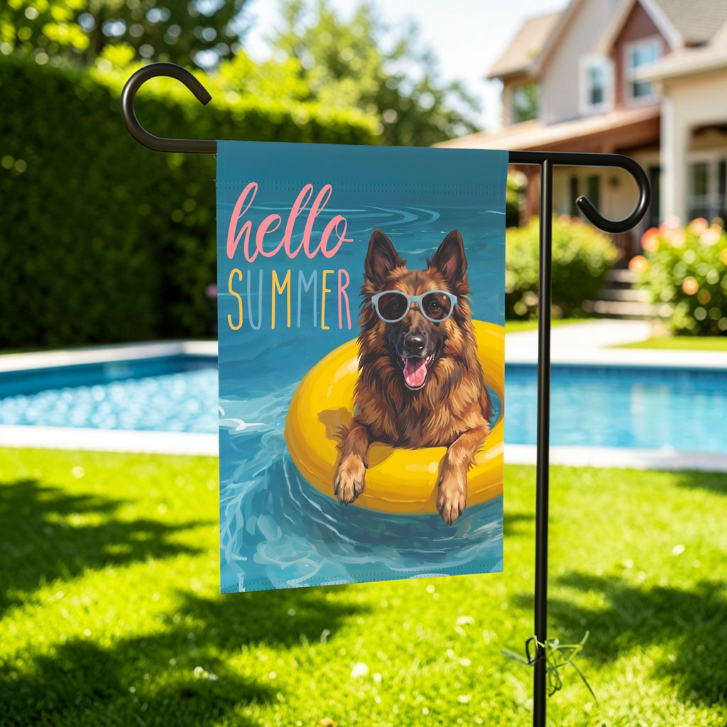 Hello Summer Belgian Tervuren Garden Flag