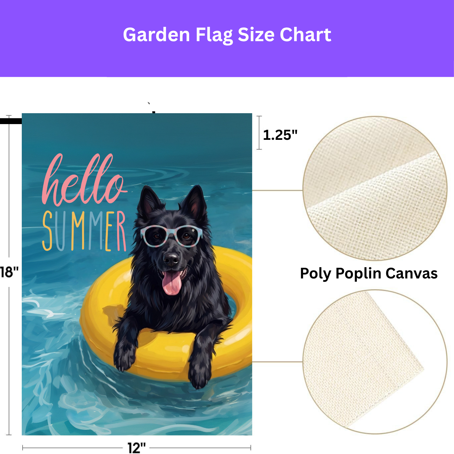 Hello Summer Belgian Sheepdog Garden Flag