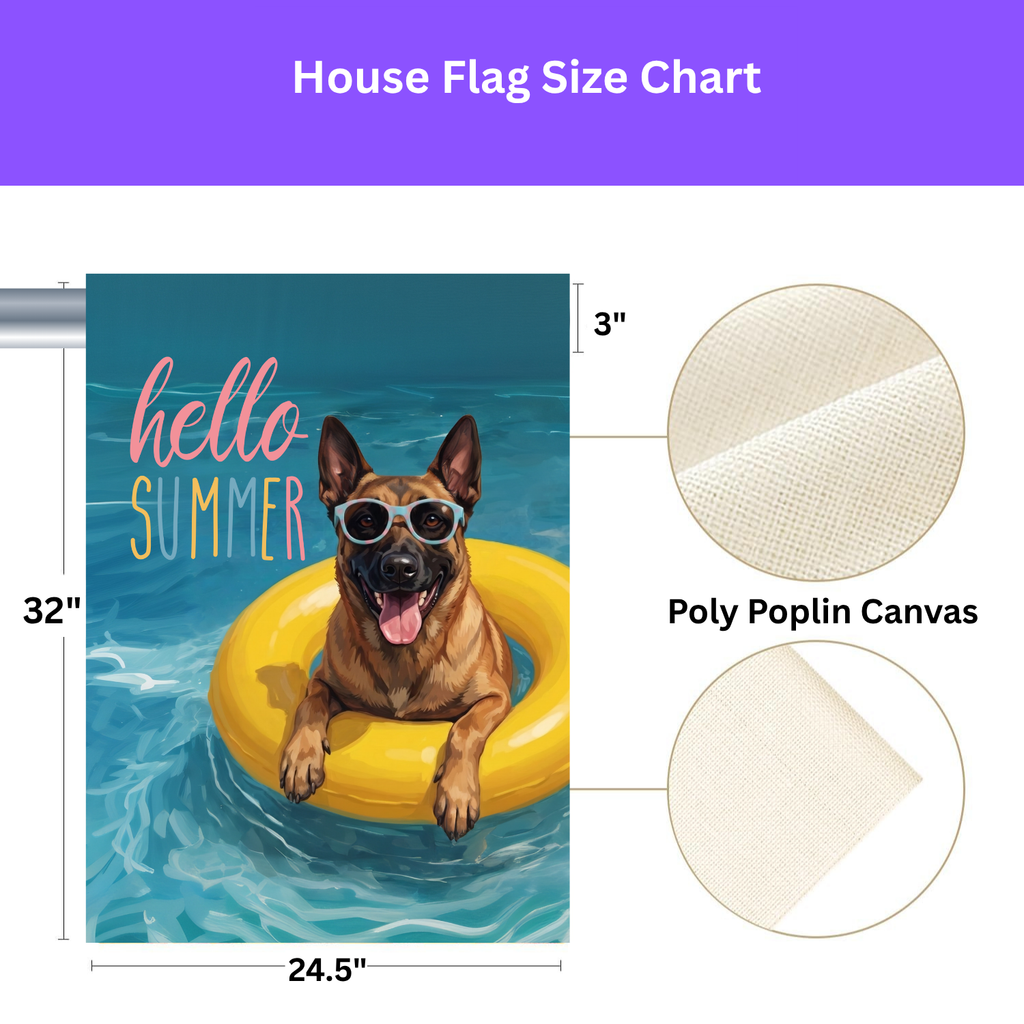 Hello Summer Belgian Malinois Garden Flag