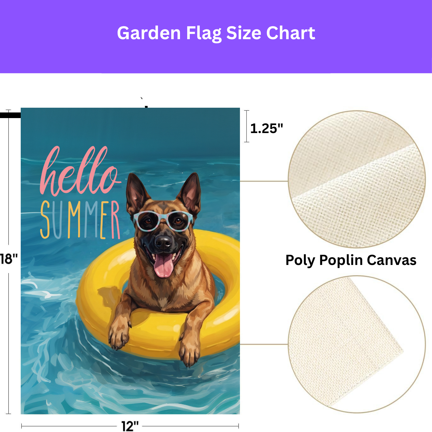 Hello Summer Belgian Malinois Garden Flag