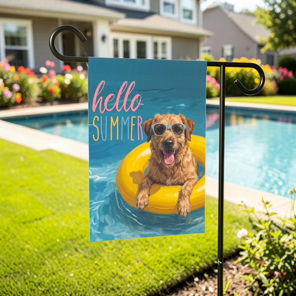 Hello Summer Belgian Laekenois Garden Flag