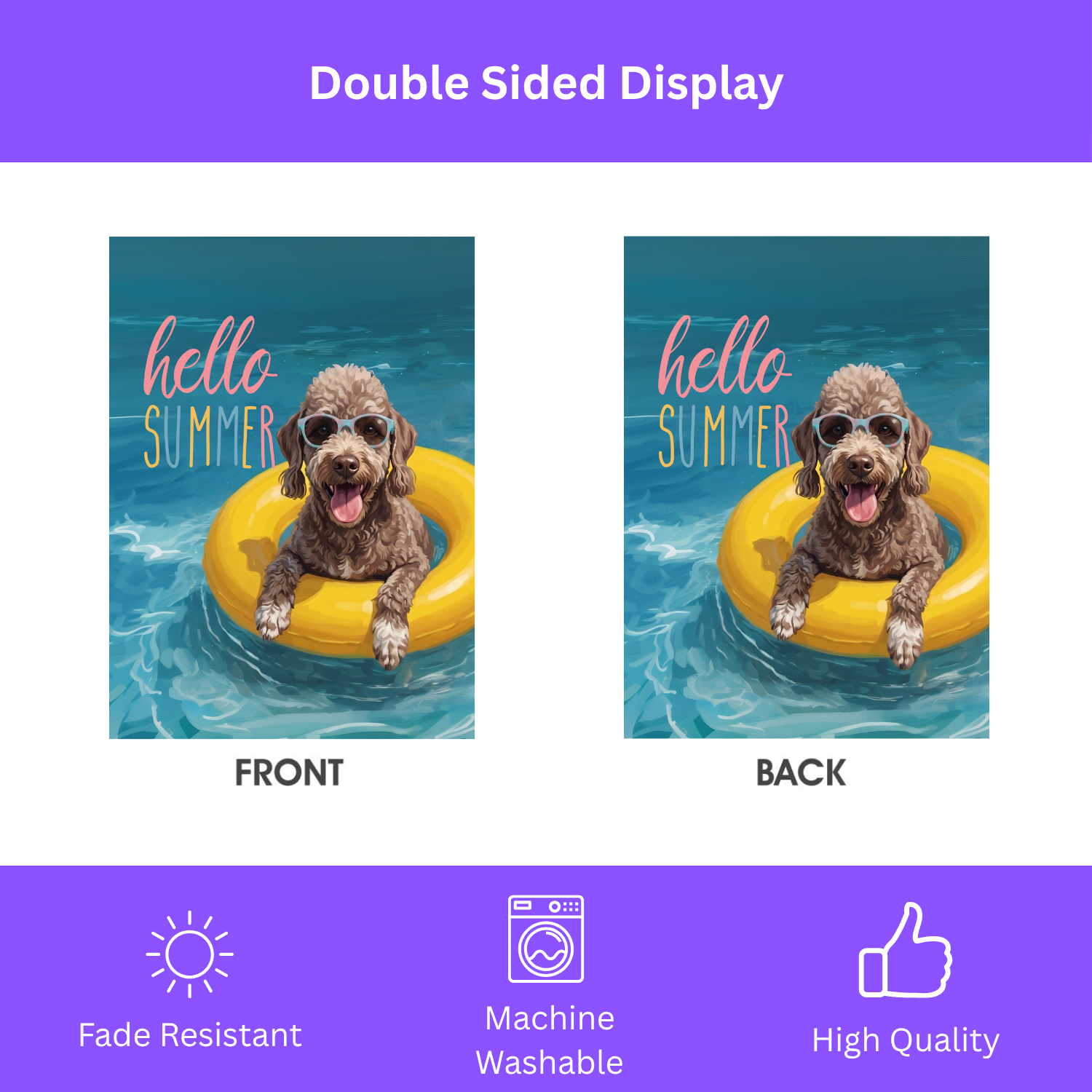 Hello Summer Bedlington Terrier Garden Flag
