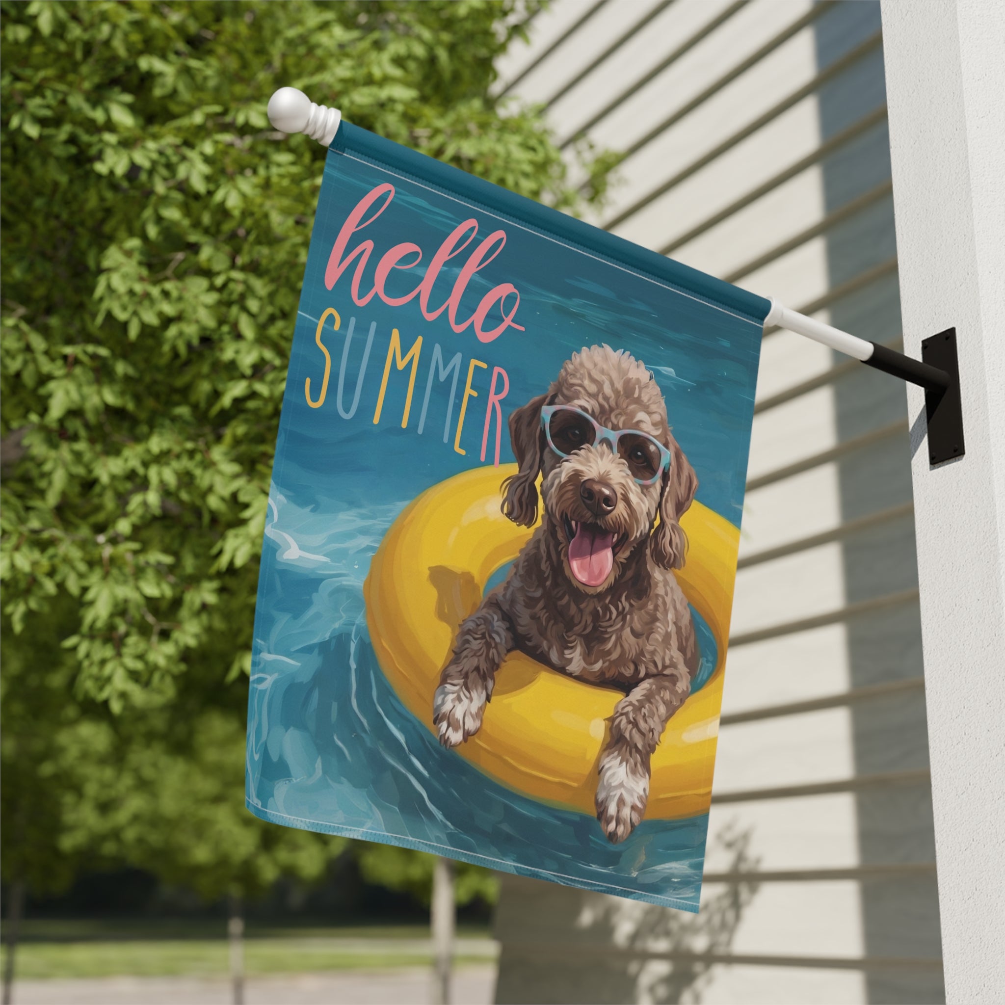 Hello Summer Bedlington Terrier Garden Flag