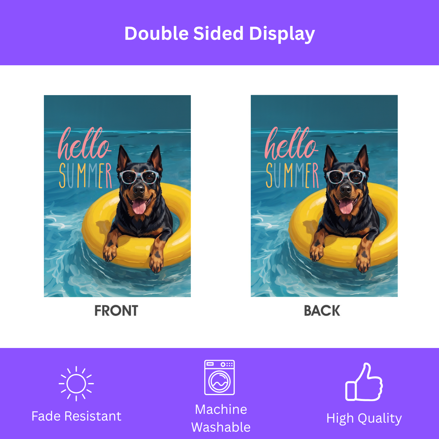 Hello Summer Beauceron Garden Flag