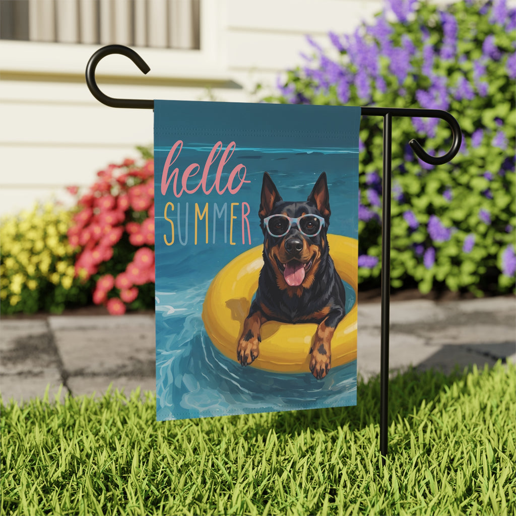 Hello Summer Beauceron Garden Flag