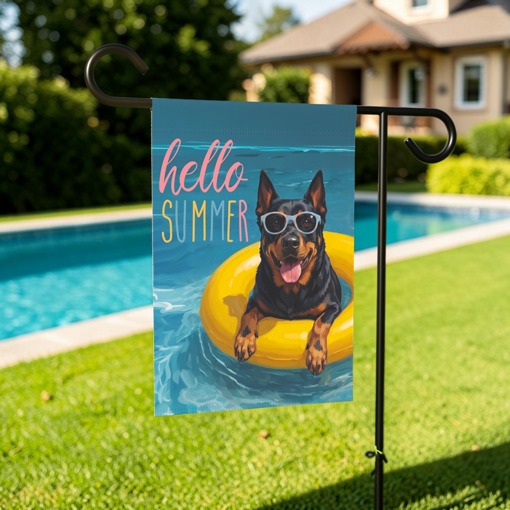 Hello Summer Beauceron Garden Flag