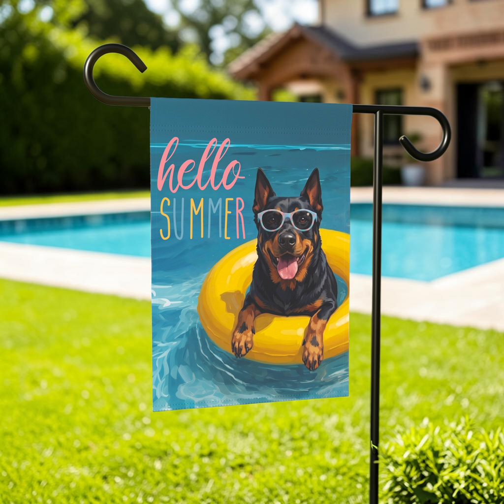 Hello Summer Beauceron Garden Flag