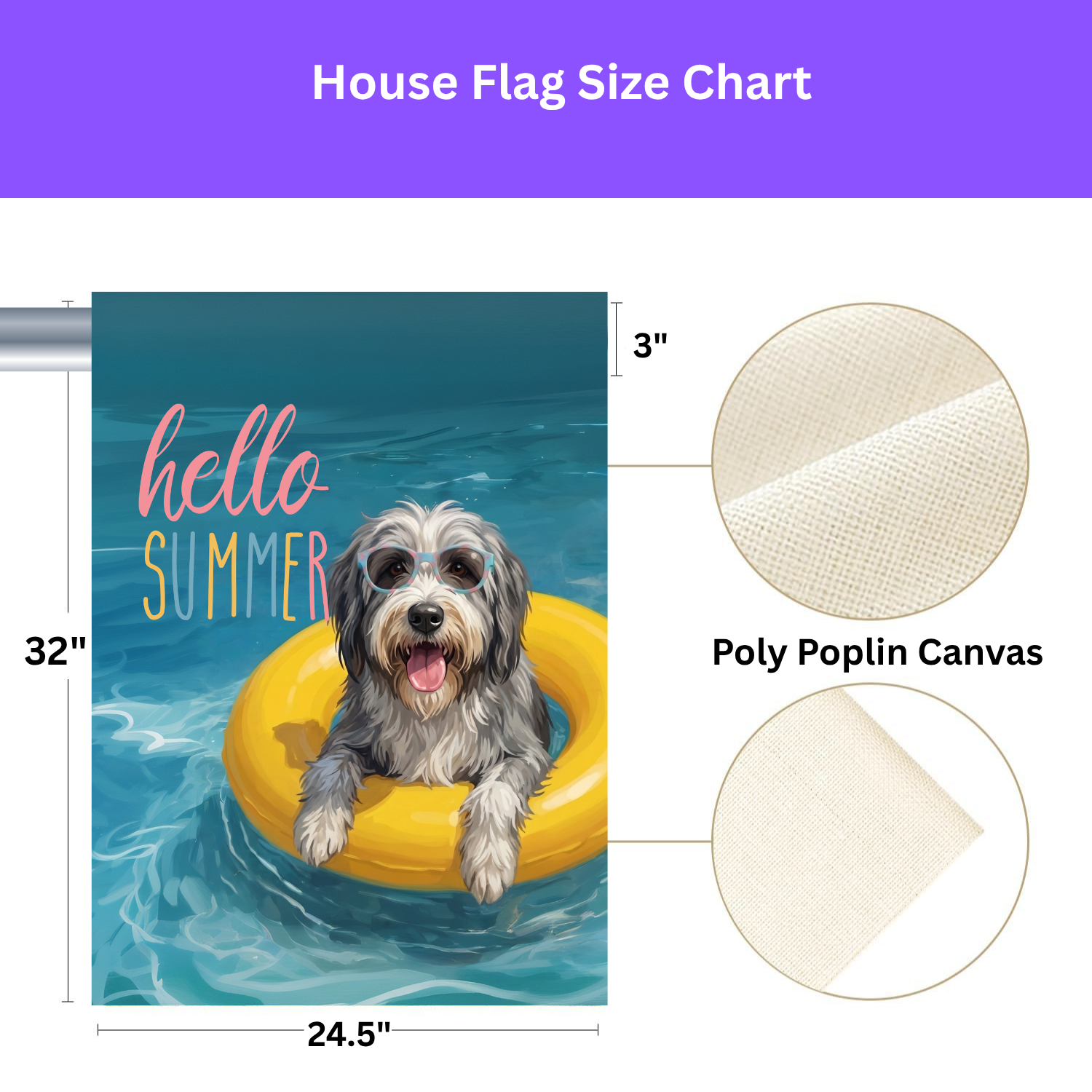 Hello Summer Bearded Collie Garden Flag
