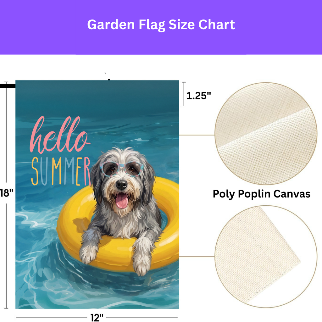 Hello Summer Bearded Collie Garden Flag