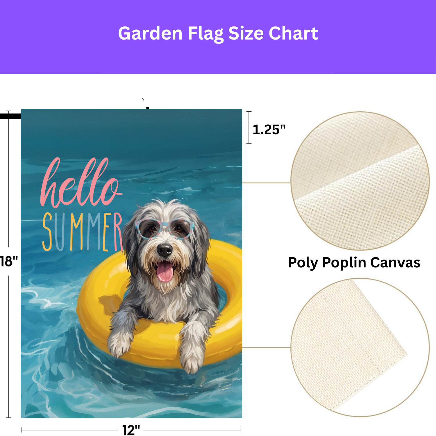 Hello Summer Bearded Collie Garden Flag