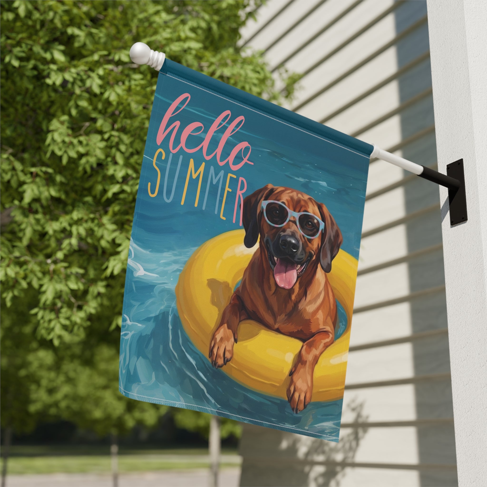 Hello Summer Bavarian Mountain Scent Hound Garden Flag
