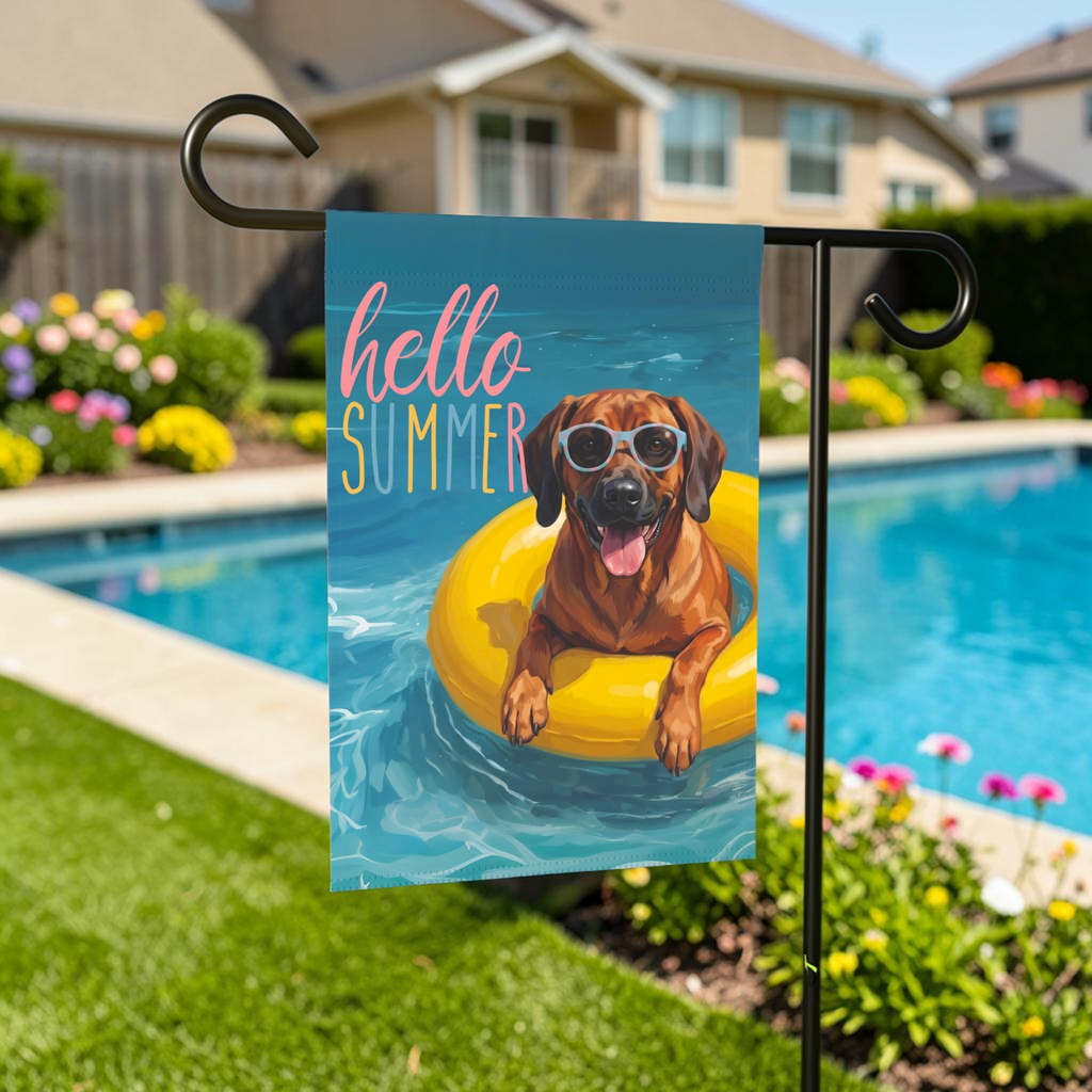 Hello Summer Bavarian Mountain Scent Hound Garden Flag