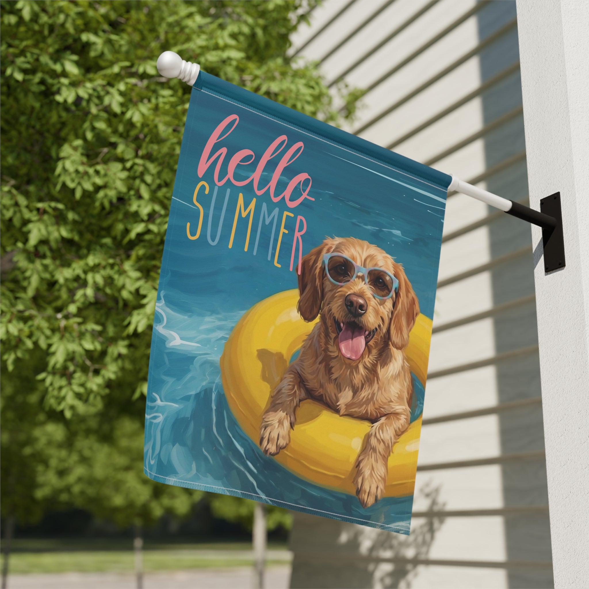 Hello Summer Basset Fauve De Bretagne Garden Flag