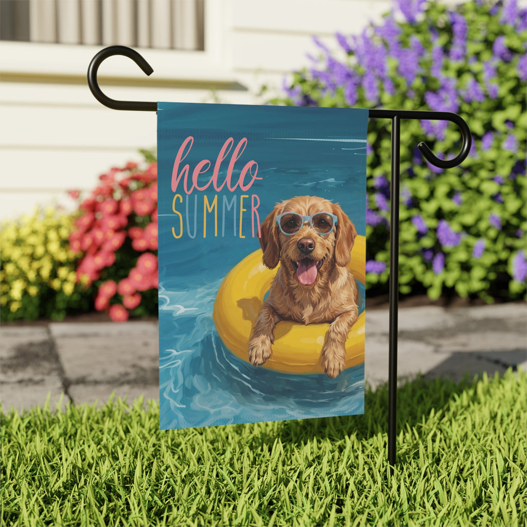 Hello Summer Basset Fauve De Bretagne Garden Flag