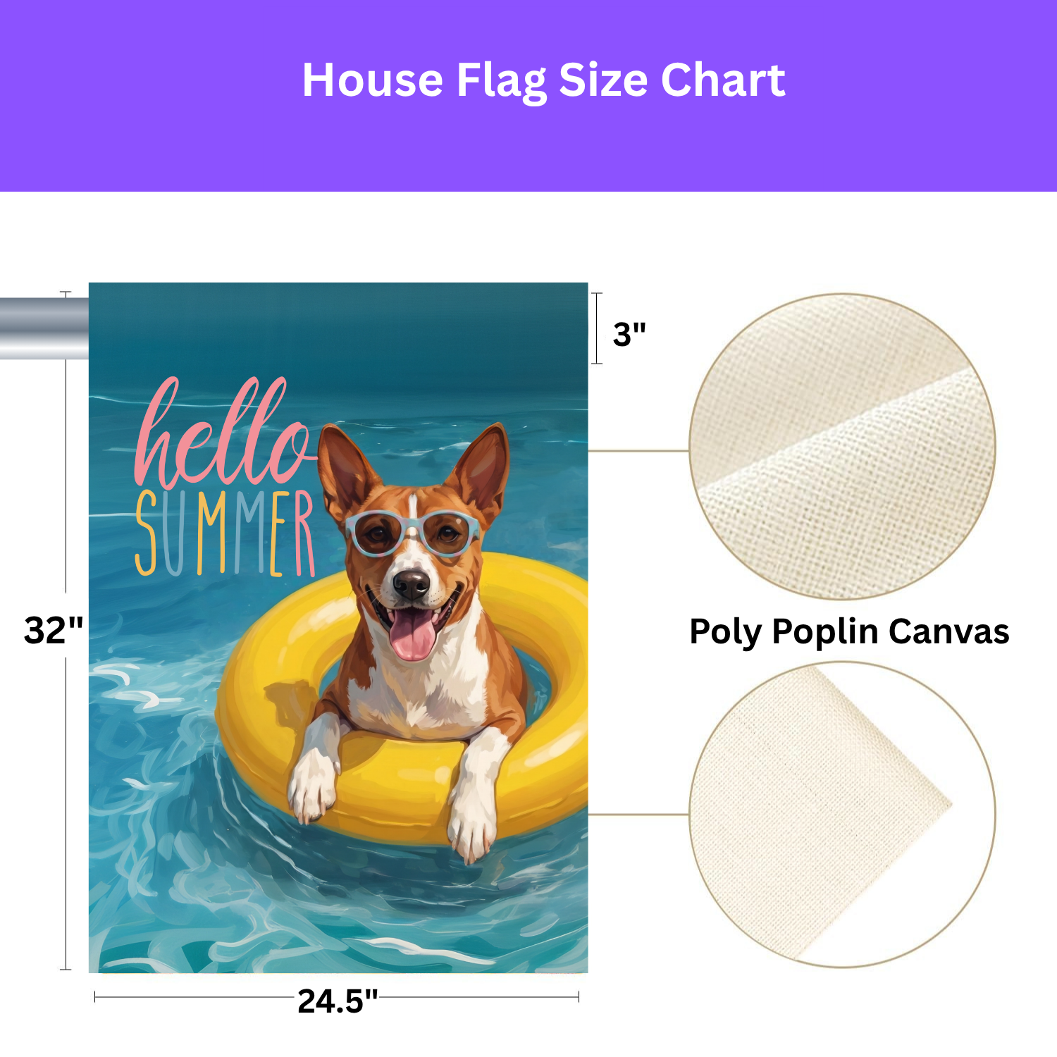 Hello Summer Basenji Garden Flag