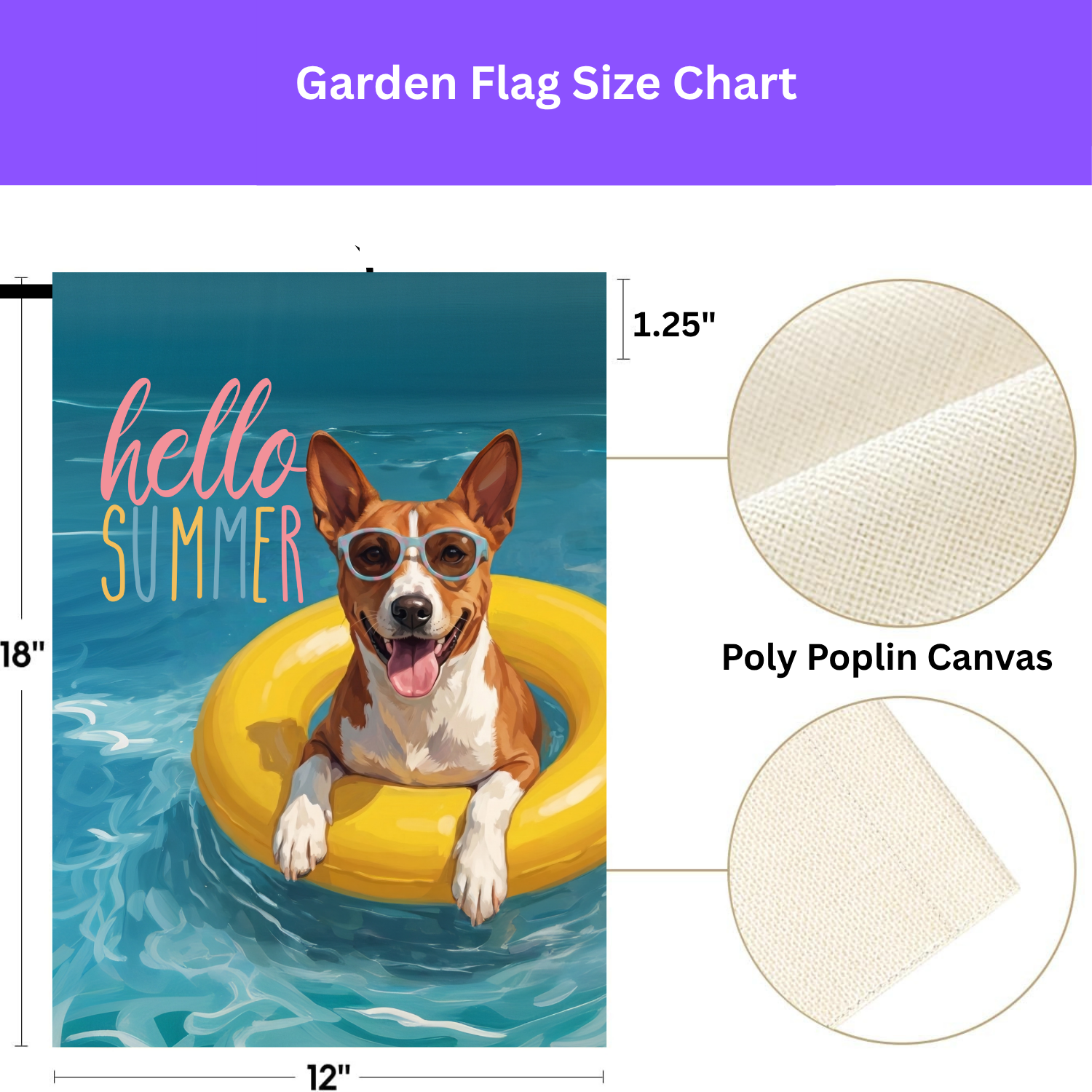 Hello Summer Basenji Garden Flag