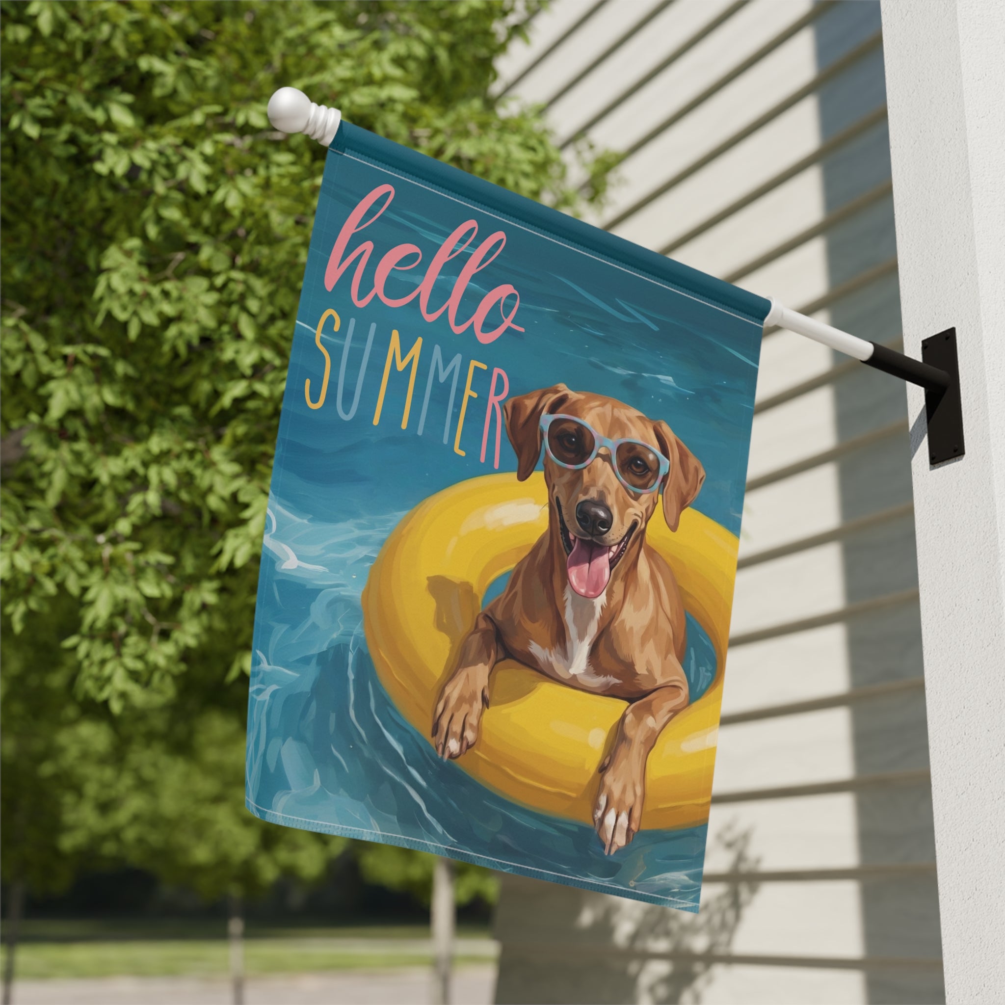 Hello Summer Azawakh Garden Flag
