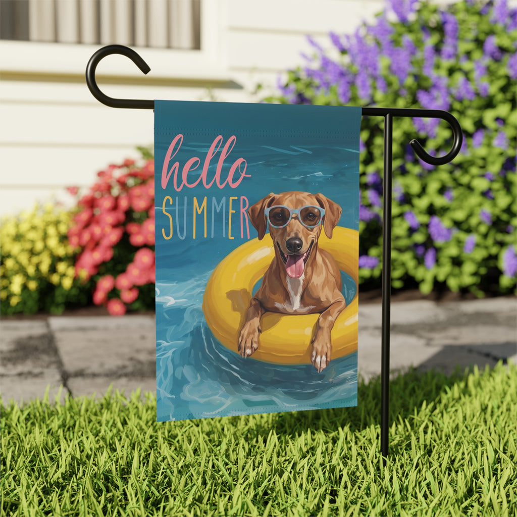 Hello Summer Azawakh Garden Flag